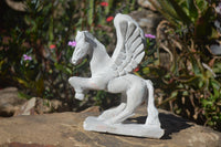 Polished White Marble Pegasus Carving x 1 From Zimbabwe - Toprock Gemstones and Minerals