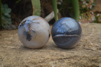 Polished Banded Agate Spheres  x 2 From West Coast, Madagascar - Toprock Gemstones and Minerals