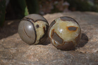 Polished Septaria Spheres x 6 From Mahajanga, Madagascar - Toprock Gemstones and Minerals
