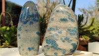Polished Blue Spotted Spinel Quartz Standing Free Forms x 2 From Madagascar - Toprock Gemstones and Minerals