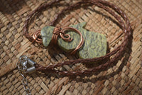 Polished Copper Wire Wrapped Leopard stone Eagle Pendants  x 6 From Zimbabwe - Toprock Gemstones and Minerals