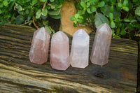 Polished Gemmy Rose Quartz Points x 4 From Madagascar - Toprock Gemstones and Minerals