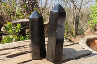 Polished Black Basalt Points  x 6 From Antsirabe, Madagascar - Toprock Gemstones and Minerals