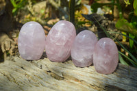 Polished Pink Rose Quartz Standing Free Forms x 6 From Madagascar - Toprock Gemstones and Minerals