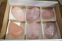 Polished Pink Rose Quartz Standing Free Forms x 6 From Madagascar - Toprock Gemstones and Minerals
