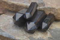 Polished Black Basalt Points  x 6 From Madagascar - Toprock Gemstones and Minerals