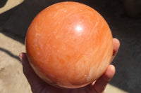 Polished Extra Large Orange Twist Calcite Sphere  x 1 From Maevantanana, Madagascar - Toprock Gemstones and Minerals