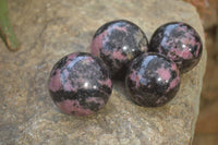 Polished Rhodonite Spheres  x 4 From Ambindavato, Madagascar - Toprock Gemstones and Minerals