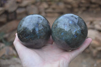 Polished Labradorite Spheres  x 2 From Madagascar - Toprock Gemstones and Minerals