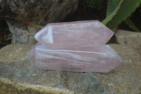 Polished Double Terminated Rose Quartz Points  x 6 From Madagascar - Toprock Gemstones and Minerals