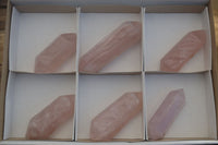 Polished Double Terminated Rose Quartz Points  x 6 From Madagascar - Toprock Gemstones and Minerals