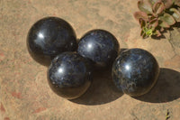 Polished Rare Iolite Spheres x 4 From Ambatofinandrahana, Madagascar - Toprock Gemstones and Minerals
