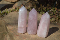 Polished Pink Rose Quartz Points x 4 From Madagascar - Toprock Gemstones and Minerals