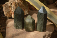 Polished Fuchsite Quartz Points x 3 From Madagascar - Toprock Gemstones and Minerals