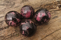 Polished Rhodonite Spheres x 4 From Madagascar - Toprock Gemstones and Minerals