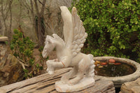 Polished White Marble Pegasus Carving x 1 From Zimbabwe - Toprock Gemstones and Minerals