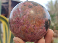 Polished Rhodonite Spheres x 2 From Zimbabwe - Toprock Gemstones and Minerals