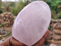Polished Rose Quartz Standing Free Forms x 3 From Madagascar - Toprock Gemstones and Minerals