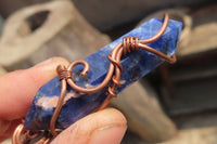 Polished Copper Wire Wrapped Sodalite Pendants x 6 From Namibia - Toprock Gemstones and Minerals