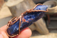 Polished Copper Wire Wrapped Sodalite Pendants x 6 From Namibia - Toprock Gemstones and Minerals