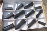 Polished Black Basalt Point-Prisms x 12 From Antsirabe, Madagascar - Toprock Gemstones and Minerals