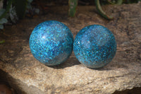 Polished Chrysocolla Conglomerate Spheres x 2 From Congo - Toprock Gemstones and Minerals