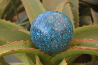 Polished Chrysocolla Conglomerate Spheres x 2 From Congo - Toprock Gemstones and Minerals
