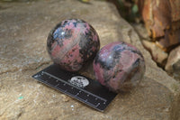 Polished Rhodonite Sphere-Balls x 4 From Ambindavato, Madagascar - Toprock Gemstones and Minerals