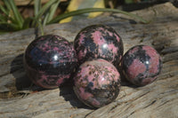 Polished Rhodonite Sphere-Balls x 4 From Ambindavato, Madagascar - Toprock Gemstones and Minerals