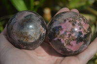 Polished Rhodonite Sphere-Balls x 4 From Ambindavato, Madagascar - Toprock Gemstones and Minerals