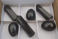 Polished Black Basalt Points & Eggs x 6 From Antsirabe, Madagascar - Toprock Gemstones and Minerals