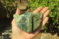 Polished Leopard Stone Cat Face Carvings x 3 From Zimbabwe - Toprock Gemstones and Minerals