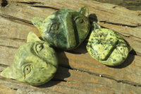 Polished Leopard Stone Cat Face Carvings x 3 From Zimbabwe - Toprock Gemstones and Minerals