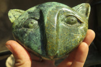 Polished Leopard Stone Cat Face Carvings x 3 From Zimbabwe - Toprock Gemstones and Minerals
