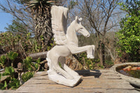 Polished White Marble Pegasus Carving x 1 From Zimbabwe - Toprock Gemstones and Minerals