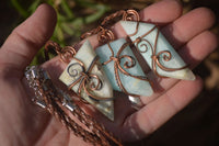 Polished Blue Smithsonite Copper Wire Wrapped Pendants x 6 From Congo - Toprock Gemstones and Minerals