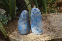 Polished Blue Spinel Spotted Quartz Standing Free Forms x 2 From Madagascar - Toprock Gemstones and Minerals