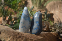 Polished Blue Spinel Spotted Quartz Standing Free Forms x 2 From Madagascar - Toprock Gemstones and Minerals
