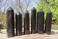 Polished Black Basalt Points x 6 From Antsirabe, Madagascar - Toprock Gemstones and Minerals