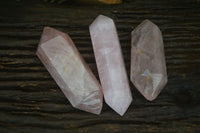 Polished Rose Quartz Double Terminated Crystals x 3 From Madagascar - Toprock Gemstones and Minerals