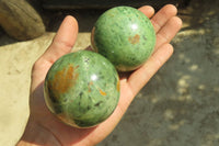 Polished Chrysoprase Spheres x 6 From Ambatondrazaka, Madagascar - Toprock Gemstones and Minerals