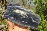 Polished Watermelon Fluorite Slice x 1 From Uis, Namibia - Toprock Gemstones and Minerals