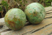 Polished Green Chrysoprase Sphere-Balls x 4 From Madagascar - Toprock Gemstones and Minerals