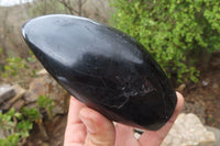 Polished Black Tourmaline Standing Free Form x 2 From Madagascar - Toprock Gemstones and Minerals