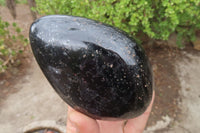 Polished Black Tourmaline Standing Free Form x 2 From Madagascar - Toprock Gemstones and Minerals