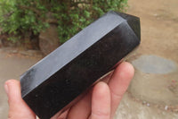 Polished Black Basalt Point-Prisms x 6 From Antsirabe, Madagascar - Toprock Gemstones and Minerals