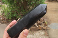 Polished Black Basalt Point-Prisms x 6 From Antsirabe, Madagascar - Toprock Gemstones and Minerals