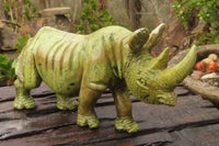 Polished Leopard Stone Rhino Carving x 1 From Zimbabwe - Toprock Gemstones and Minerals