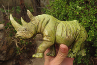 Polished Leopard Stone Rhino Carving x 1 From Zimbabwe - Toprock Gemstones and Minerals