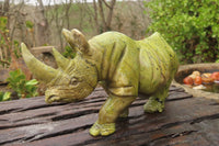Polished Leopard Stone Rhino Carving x 1 From Zimbabwe - Toprock Gemstones and Minerals